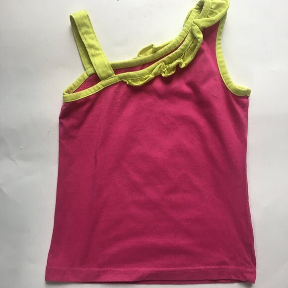 Hello Kitty Girls One Shoulder Ruffle Tank Shirt Size 5 Pink Neon Heart - Picture 8 of 11